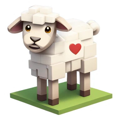 Little lamb, with little hearts around its head, Minecraft style  sticker