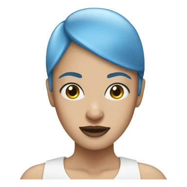 a bald woman with blue skin sticker