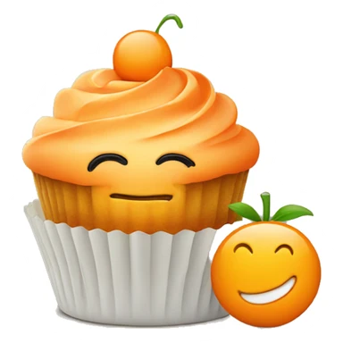 Orange cupcake with a happy face sticker