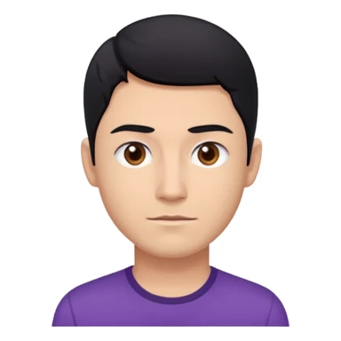 Jeff Fatt black hair, brown eyes, purple shirt sticker