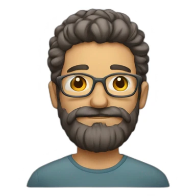 Homem com barba e cabelo cacheado e óculos  sticker