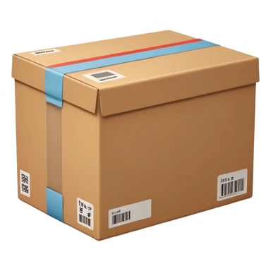 cardboard delivery box with a shipping label and tape. Rounded, glossy, smooth, soft shadows, white background.


 sticker