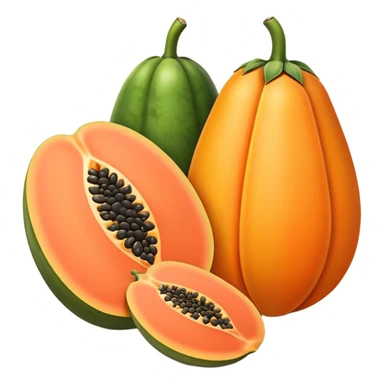 papaya fruit, whole and sliced, bright colors sticker