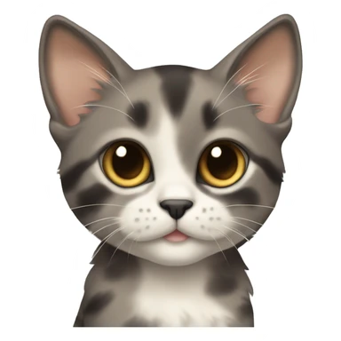 A cute medium fur kitten who is a diluted tortie, grey with cream left cheek and cream spot above eye and one on the forehead sticker