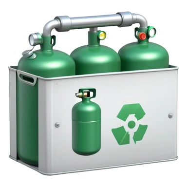 a box with green gas bottles sticker