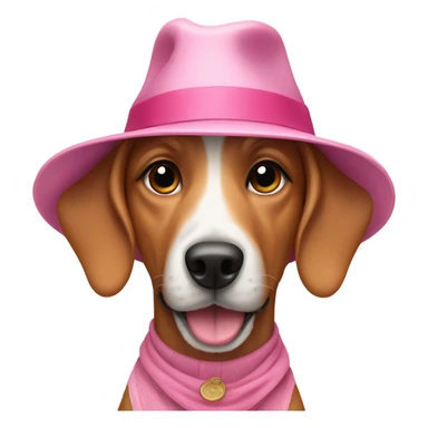Dog wearing a hat and pink dress sticker