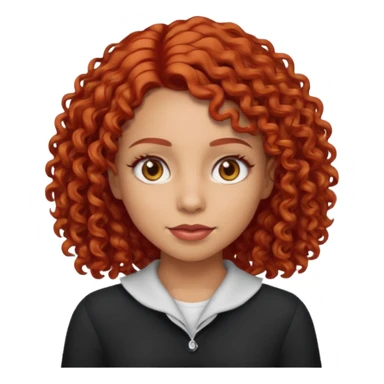 Light skin emoji girl with light brown eyes and shoulder length curly red hair  sticker