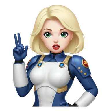 woman space marine in bodysuit salutes tongue out sticker