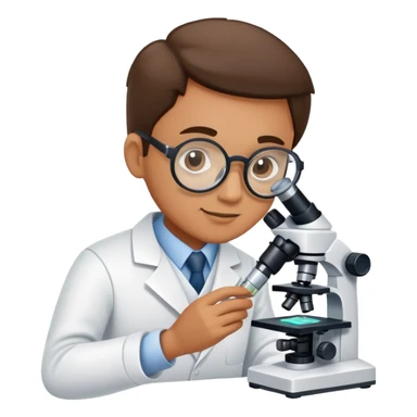 material scientist examining a sample with a microscope sticker