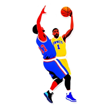 basketball 1v1 where opponent falls for a hesitation move  sticker