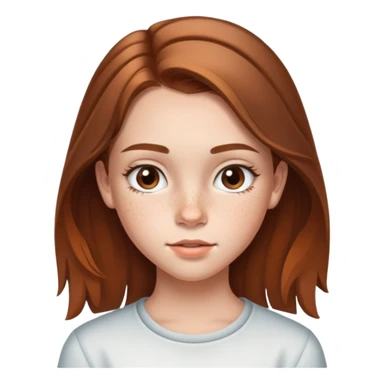 13 year old girl with mid length highlighted brown hair, freckles, big forehead and nice lips sticker
