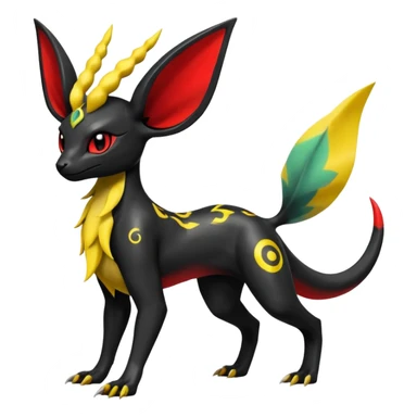 Dark Shiny Edgy Exotic Electrike-Salandit-Leafeon-Umbreon-Fakémon-hybrid-creature (full body)  sticker