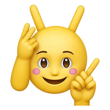 Yellow smile blush emoji holding up two middle fingers sticker