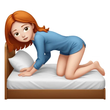 Fullbody nude very beautiful girl very beautiful face with freckles, big boobs, big ass, sexy body, bending over a bed spreading ass, getting ready for sex, realistic sticker