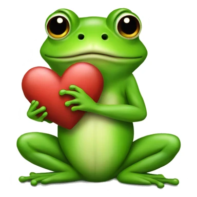 Frog holding a heart sticker