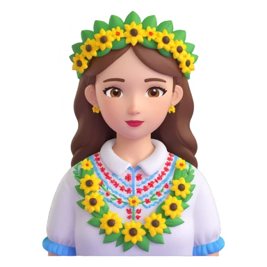 Ukrainian girl in a wreath and embroidered shirt sticker