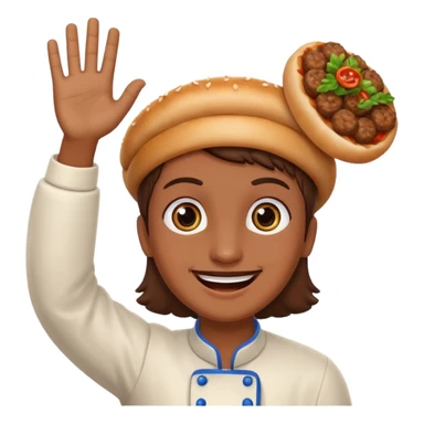 Create a cevapcici with eyes and a waving hand sticker