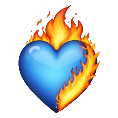 Blue heart with fire sticker