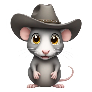 Cute rat wearing an oversized cowboy hat sticker
