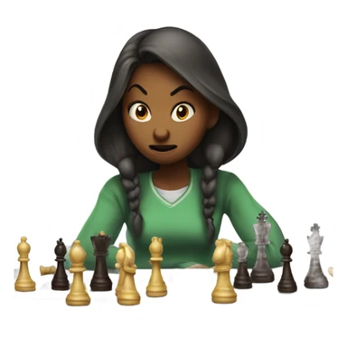 girl being angry at chess game sticker