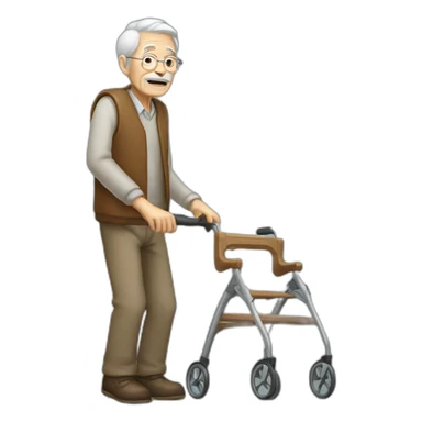 Old man with walker sticker