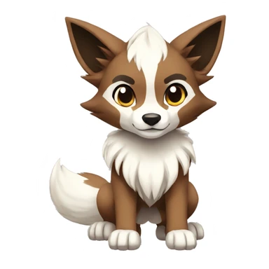 Brown and White Cartoon Chibi Wolf Eevee Lycanroc Full Body sticker
