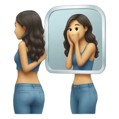 girl hugging mirror reflection sticker