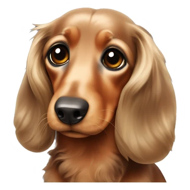 Chunky Miniature long haired dachshund dark brown eyes sticker