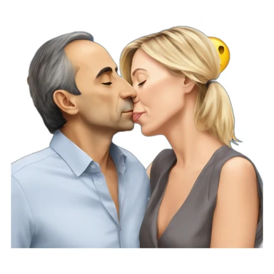Eric zemmour and marine lepen kissing  sticker