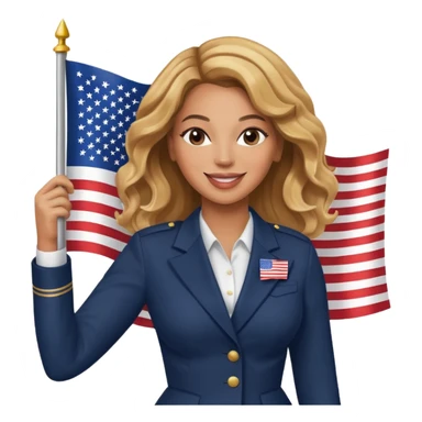 Beyonce with holding  american flag sticker