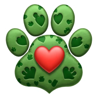 G.reen paw print with a heart sticker