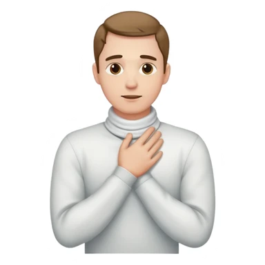 man cross handed holding neck sticker