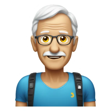 Old man after bike marathon  sticker