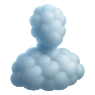 person made entirely of bright convex clouds, shoulder height, matte glass style, no background sticker