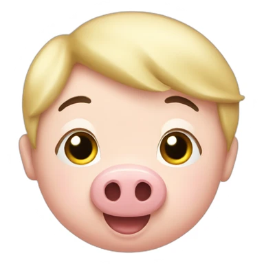 squealing pig with short blonde hair sticker