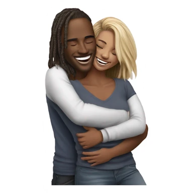 Hyper Realistic beautiful model couple hug and laugh  sticker