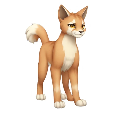 Anthro Beige-Orange-Brown Fur-Sona-Fakemon Lynx-Caracal Full Body sticker