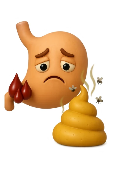 emoji stile iphone 3d di cacca gialla e liquida che emana fumi e cattivo odore, mosche gli girano intorno, iperrealistiche 4k sticker