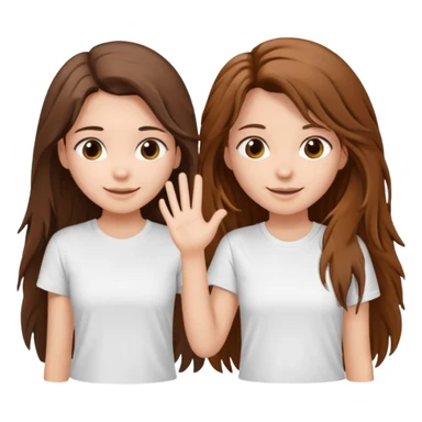 clean girl say hi to each other, she have a long brown hair a little messy and wearing white t-shirt sticker