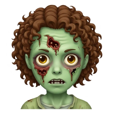Zombie with lil bit curly medium brown hair sticker