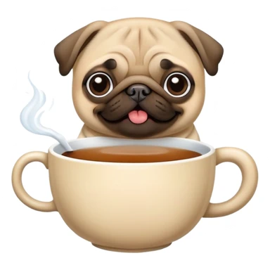pug drinking cup of tea sticker
