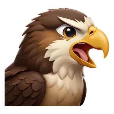 Cinematic Cute Yawning Hawk Portrait Emoji, Head tilted slightly with a dramatic, wide-open yawn, showcasing a robust, agile form with a softly drooping beak and sleepy, half-closed eyes, Simplified yet irresistibly adorable features, highly detailed, glowing with a soft, cozy glow, high shine, relaxed yet expressive, stylized with a dash of whimsical aerial charm, soft glowing outline, capturing the essence of a drowsy yet affectionate hawk that appears ready to stretch out for a nap! sticker