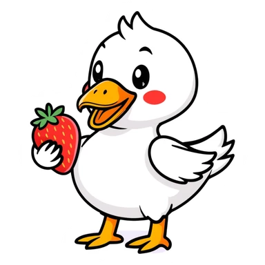 duck with strawberry sticker