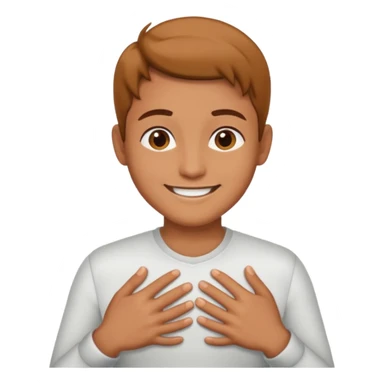 Persona mano al pecho sonriendo sticker