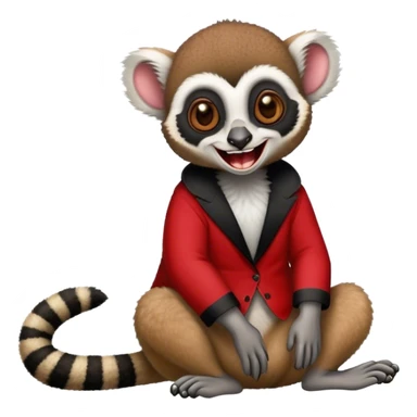 laughing lemur in red and black clothes sticker