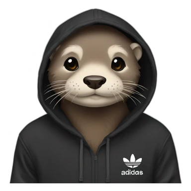 otter in black adidas hoodie sticker