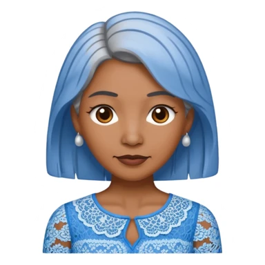 brown skinned grey haired woman with lace patterned blue top sticker
