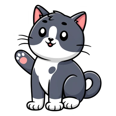 playful cat with paw raised sticker