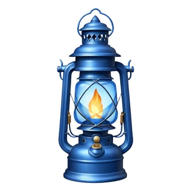 Silver diamond-shaped old antique lantern lamp with a blue flame inside it  sticker