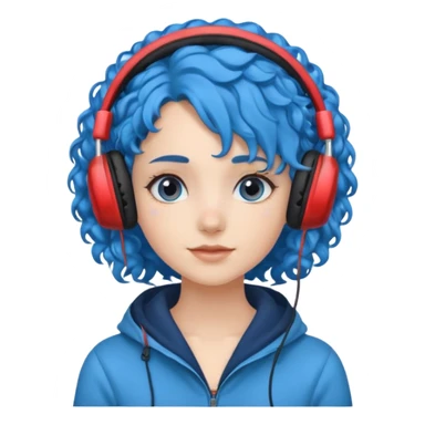 blue haired earringed heaphone wearing girl very curly haired sticker